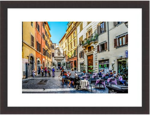 Rome Piazza Cafe Framed Print